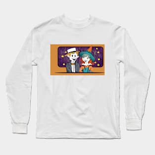 Halloween Fun with a Cartoon Character and Pumpkins Long Sleeve T-Shirt